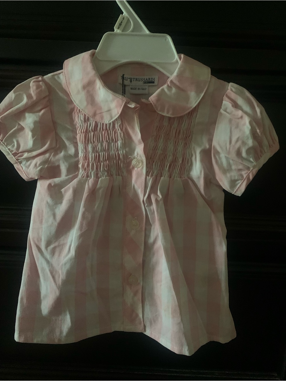 Trussardi Girls Pink and White Striped Smocked Blouse